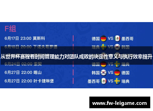 从世界杯赛程看时间管理能力对团队成败的决定性意义与执行效率提升