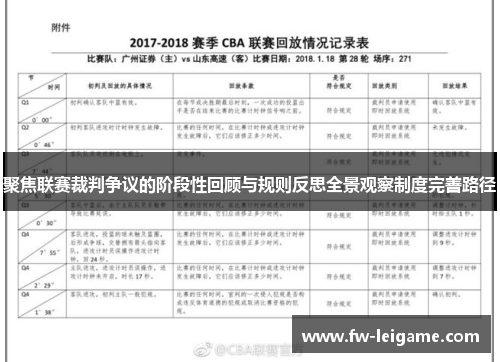 聚焦联赛裁判争议的阶段性回顾与规则反思全景观察制度完善路径